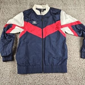 90's Umbro Track Jacket Sports Full-Zip Men's Sz M Colorblock Red Wht Blue